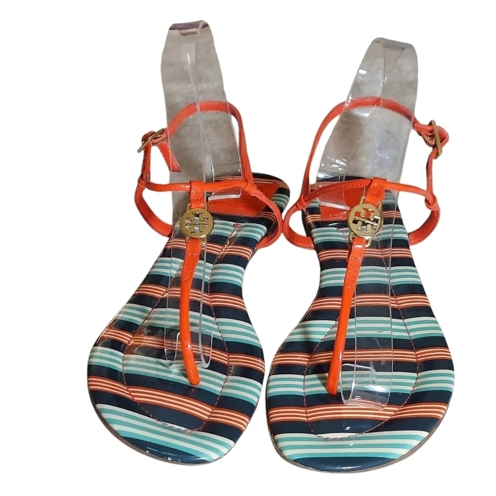 Tory Burch Emmy Habanero Pepper Stripe Cushioned Footbed Sandals